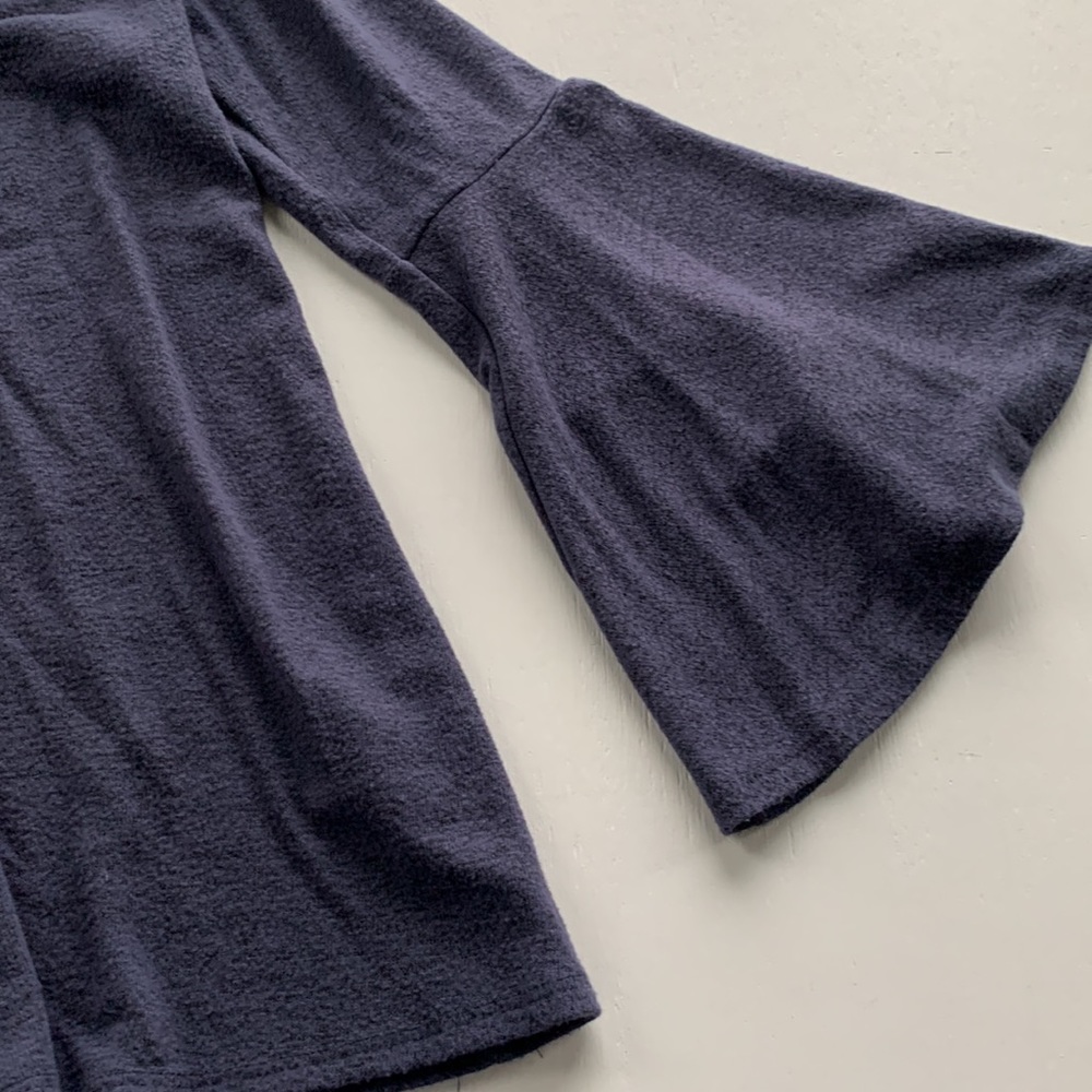 V-neck Blue And Black Swing Tunic with Bell Sleeves Choker Neck size Small - Picture 5 of 14